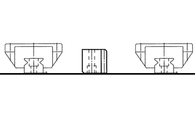 兩根滾珠導(dǎo)軌和一根齒條平行放置 兩根滾珠導(dǎo)軌和一根齒條平行放置